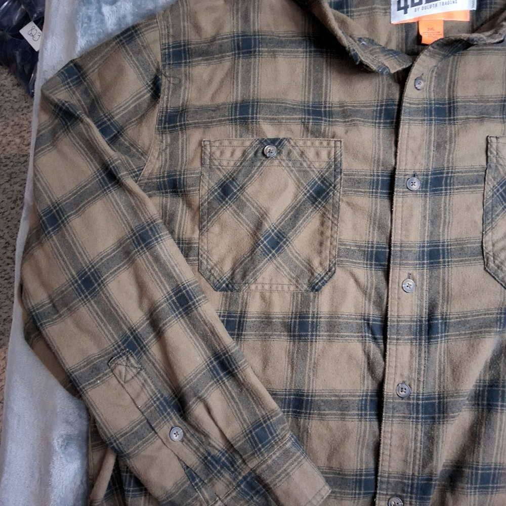 Mens 3XL 40 Grit Duluth‎ Trading Shirt long sleeve 40 Grit Brown Plaid - Picture 4 of 13